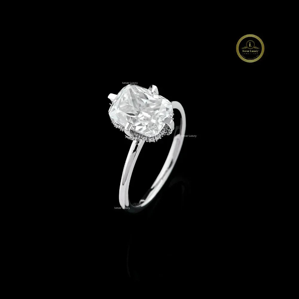 Radiant Cut Lab Diamond Solitaire Delicate Ring - View 2