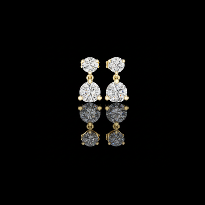 Dual Brilliance Round Moissanite Diamond Drop Earrings with Graduated Two Stone Design