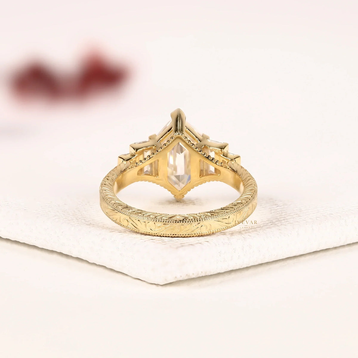 marquise cut five stone lab diamond ring - view 3