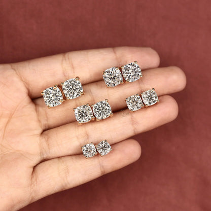 Cushion Cut Lab Diamond Solitaire Stud Earring - View 4