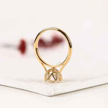 Solitaire Setting Round Cut Lab Diamond Engagement Ring - View 3