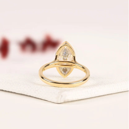 Bezel Set Marquise Cut Lab Split Shank Engagement Ring - View 3