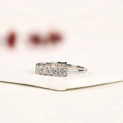 Princess Cut Lab Diamond Half Eternity Band - View 3