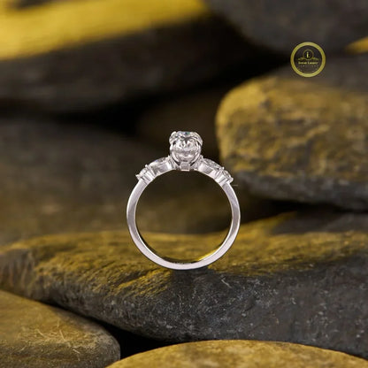 Oval Cut Moissanite Diamond Solitaire Ring - View 3
