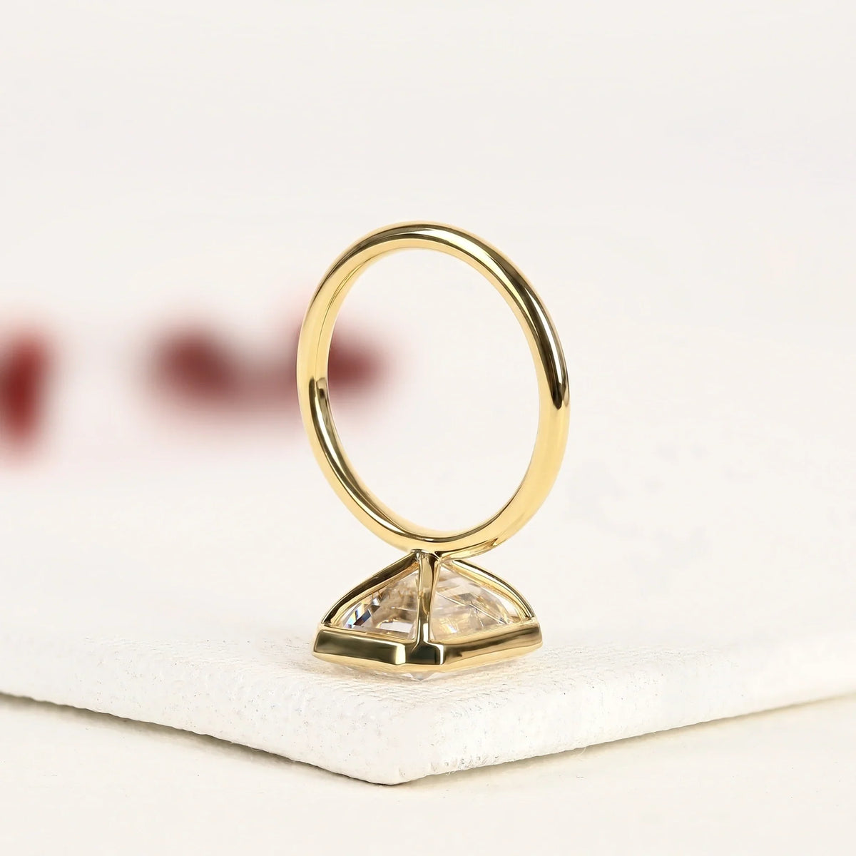 Emerald Cut Lab Diamond Bezel Set Solitaire Ring - View 3