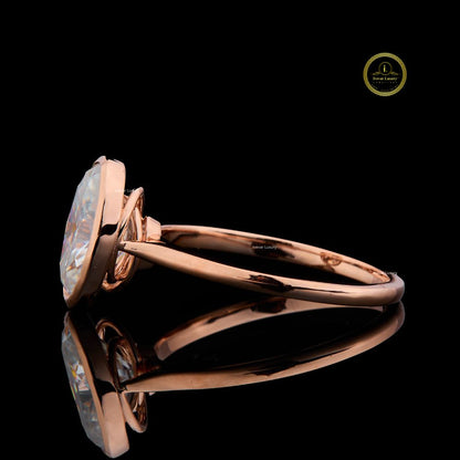 Oval Cut Lab Diamond Bezel Set Ring - View 3