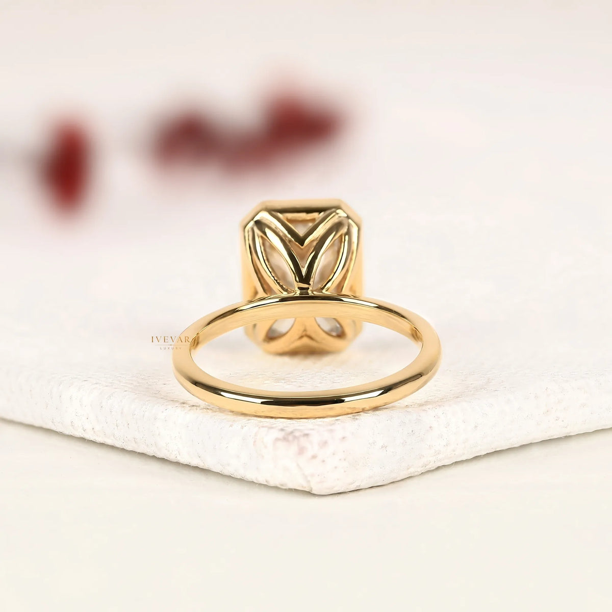 Modern Radiant Cut Lab Diamond Bezel Solitaire Ring - View 3