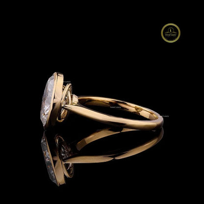 Bezel Set Oval Lab Diamond Solitaire Engagement Ring - View 3