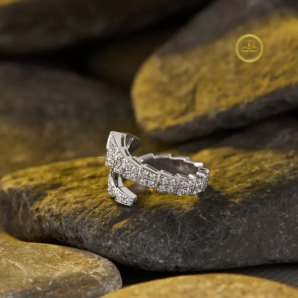 pave lab diamond wrap ring with geometric bypass - view 3
