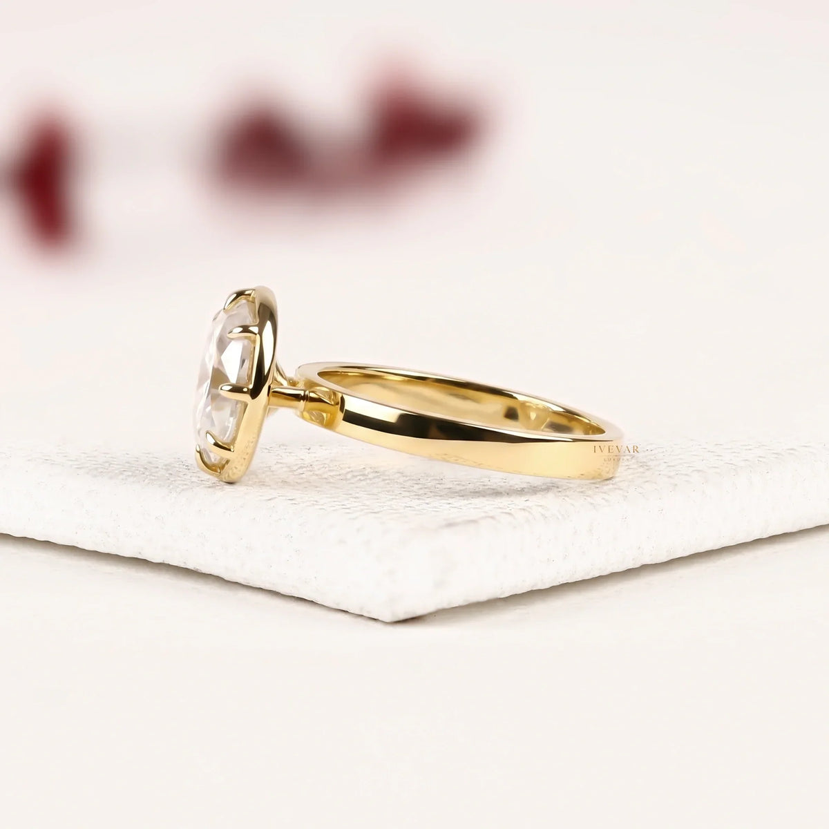 oval cut lab diamond solitaire engagement ring - view 2