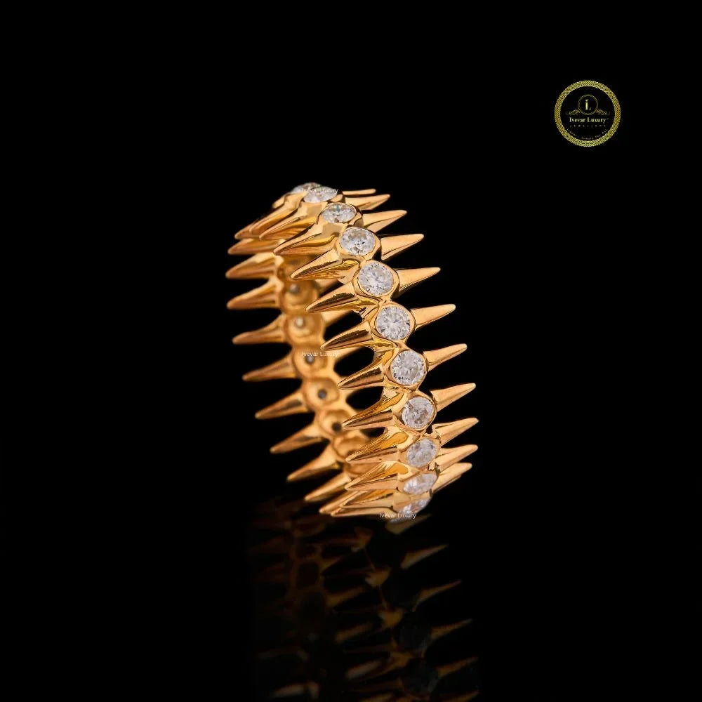 Spiked Bezel Set Round Lab Diamond Eternity Ring - View 3