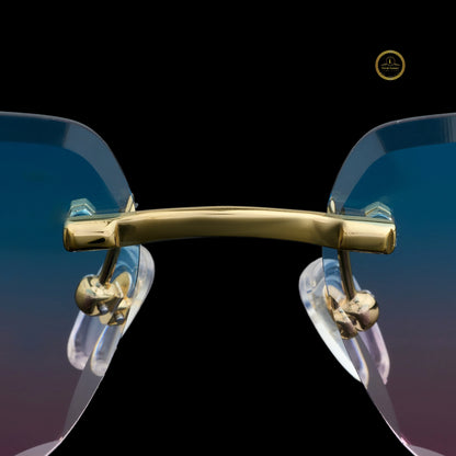 Designer Style Rimless Rectangular Gradient Lens Sunglasses - View 3