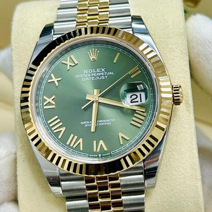 Two-Tone Green Dial Date Automatic Wristwatch - View 3