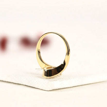 Oval Cut Lab Diamond Bypass Ring with Half Bezel Setting - View 4