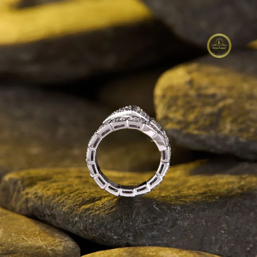 pave lab diamond wrap ring with geometric bypass - view 4