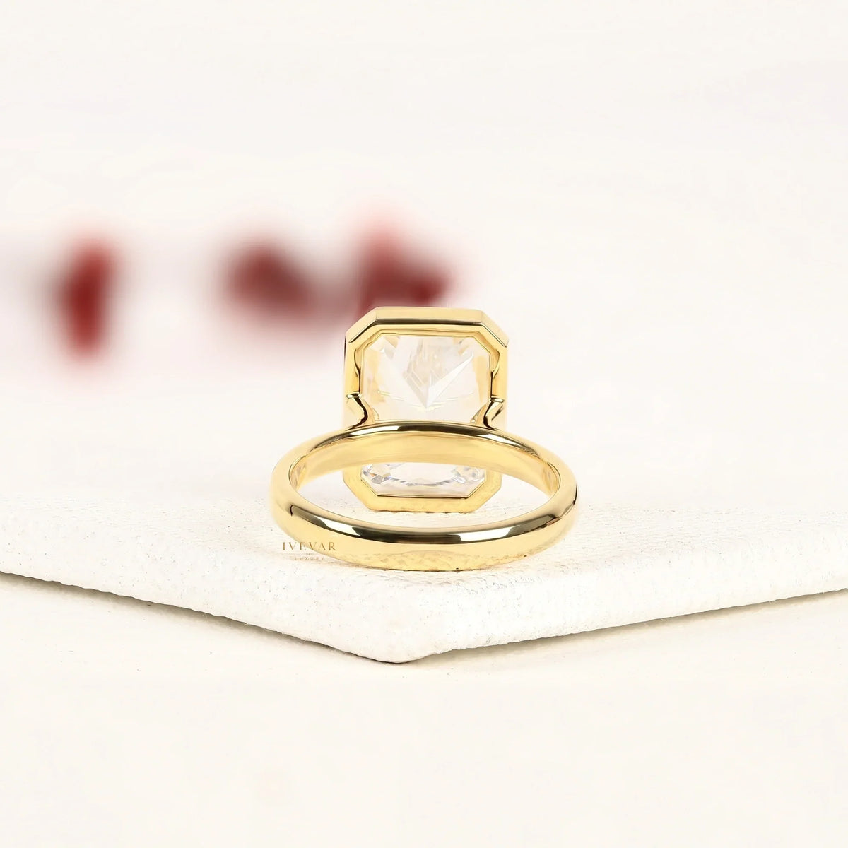 Radiant Cut Lab Diamond Bezel Set Solitaire Ring - View 4