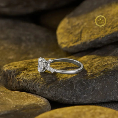 Oval Cut Moissanite Diamond Solitaire Ring - View 4