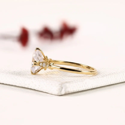 Rose Cushion Moissanite Diamond Solitaire Engagement Ring - View 4