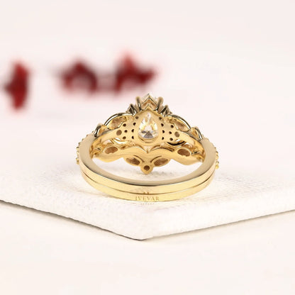 Pear Cut Infinity Lab Diamond Bridal Set - View 4