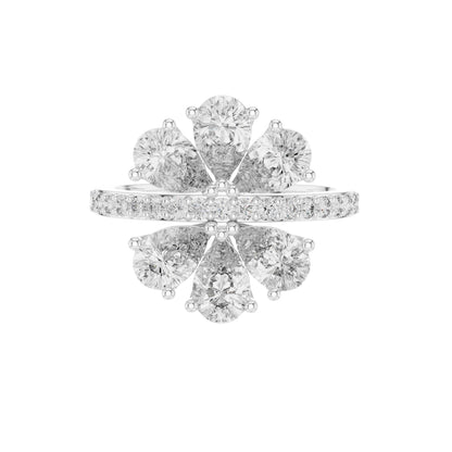 Pear Cut Floral Cluster Lab Diamond Statement Ring - View 3