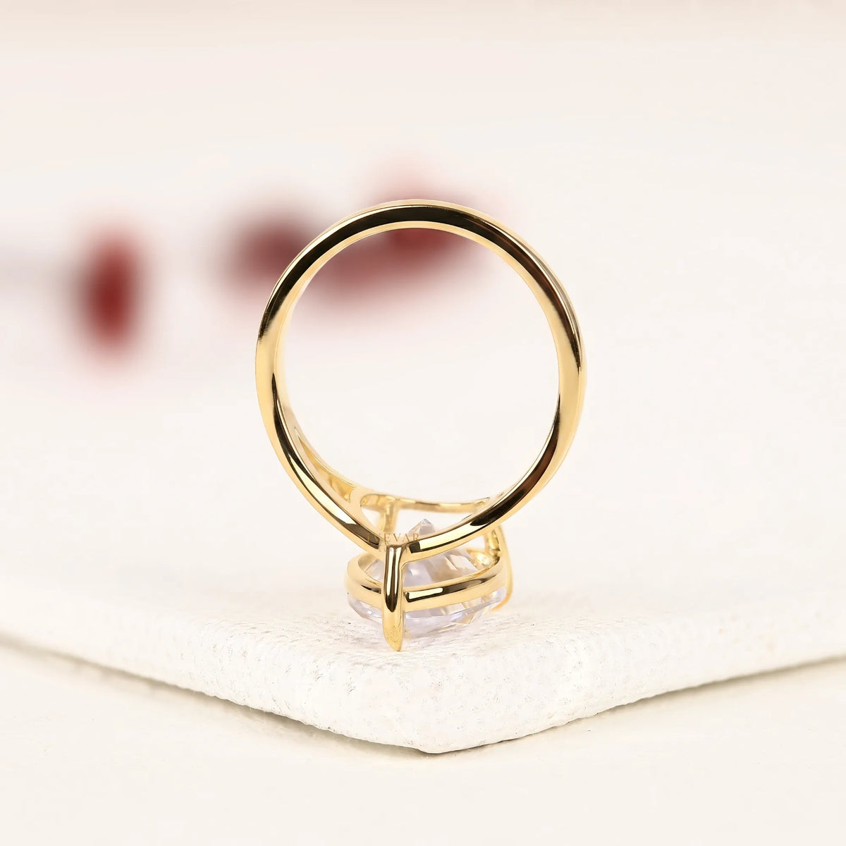 pear cut lab diamond ring 3-prong solitaire setting - view 4