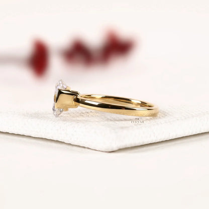 Half Bezel Hexagon Lab Diamond Solitaire Engagement Ring - View 4