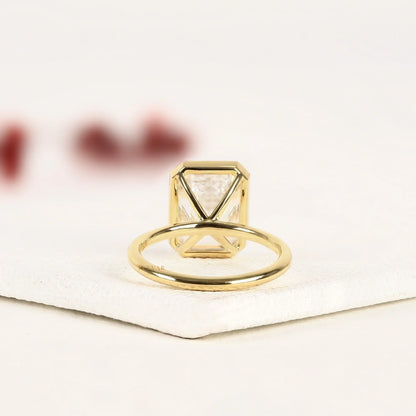 Emerald Cut Lab Diamond Bezel Set Solitaire Ring - View 4