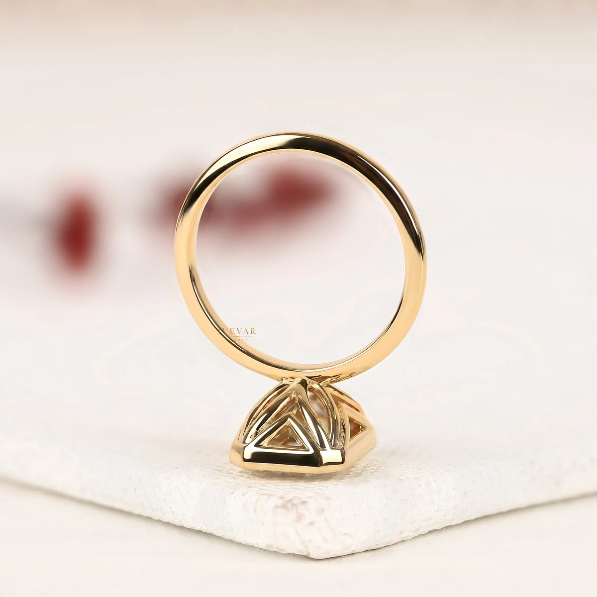modern radiant cut lab diamond bezel solitaire ring - view 4