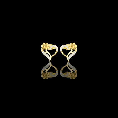 Rose Flower Heart Round Brilliant Cut Moissanite Diamond Stud Earrings Floral Openwork