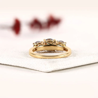 Three Stone Round Cut Lab Diamond Engagement Ring - View 4