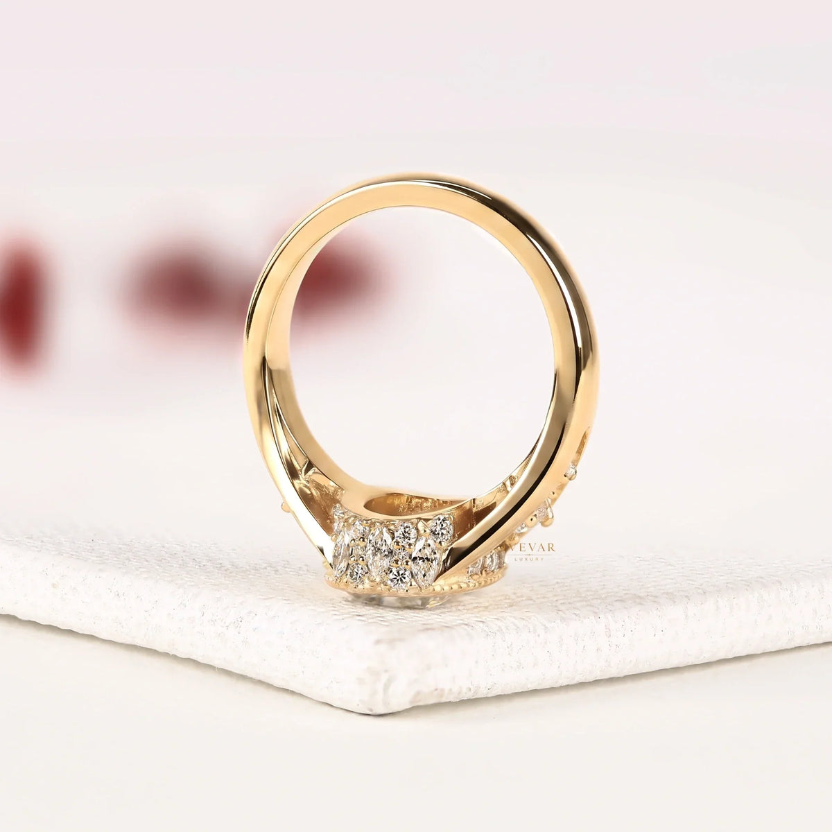 Cushion Cut Bezel Lab Diamond Split Shank Ring - View 4