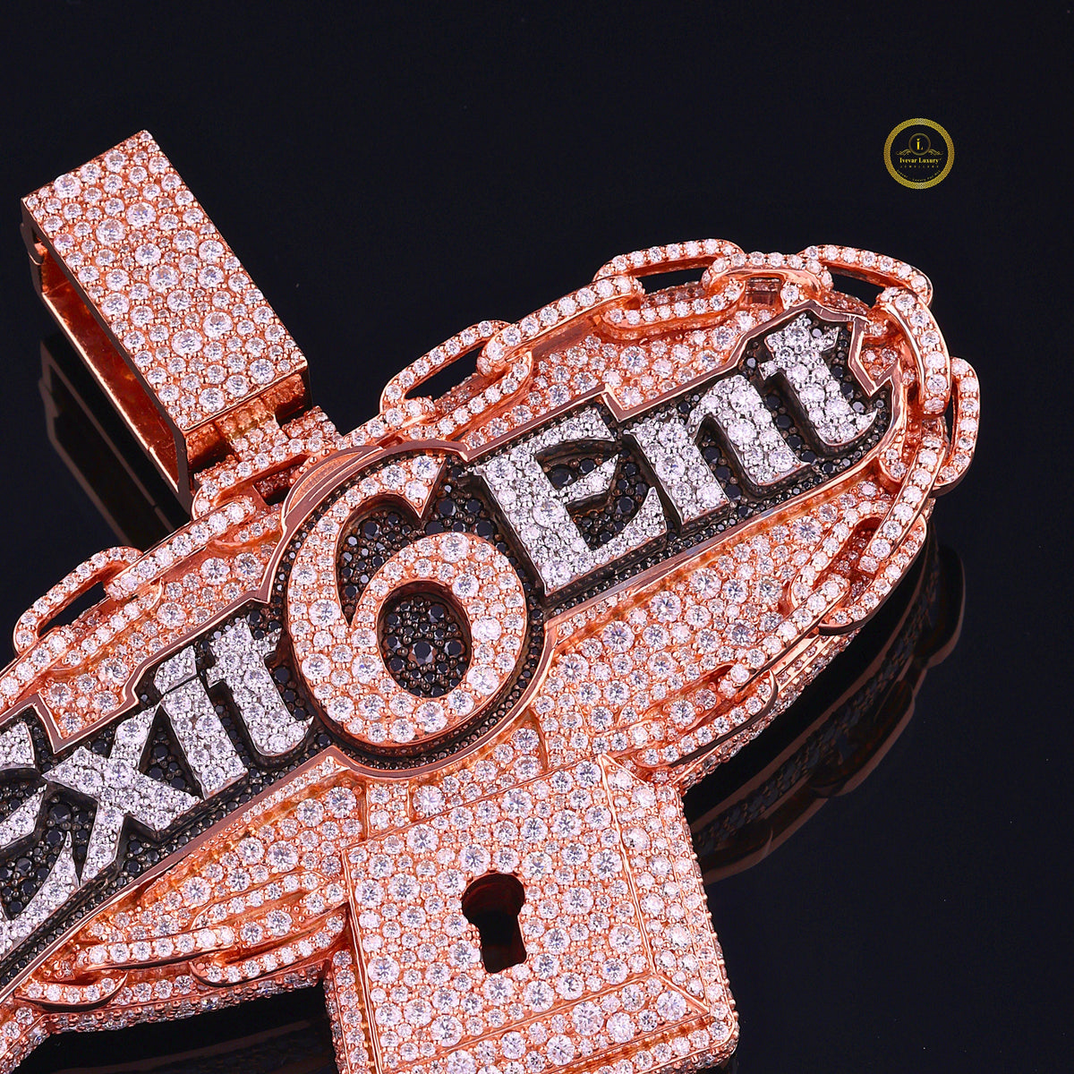 custom exit6ent moissanite pendant vvs rose gold iced out lock and chain jewelry by ivevar