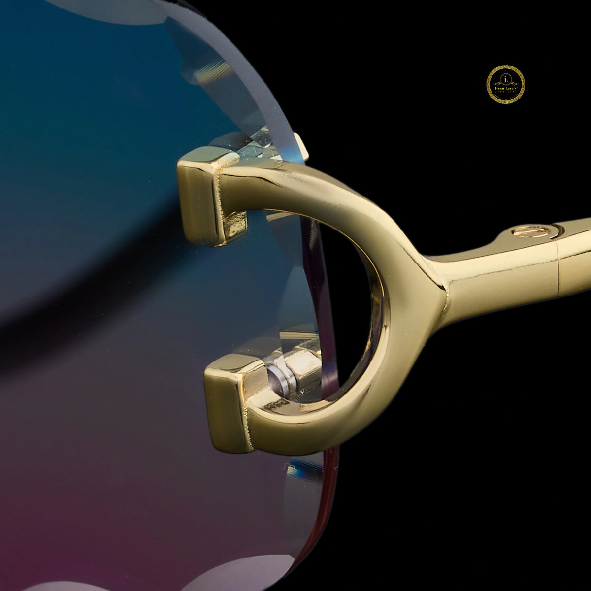 Designer Style Rimless Rectangular Gradient Lens Sunglasses - View 4