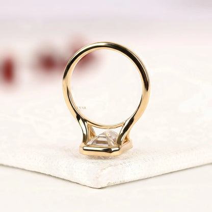 Bezel Setting Emerald Lab Diamond Solitaire Engagement Ring - View 4
