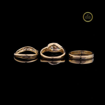 Bezel Set Pear Lab Diamond Solitaire Bridal Ring Set - View 4