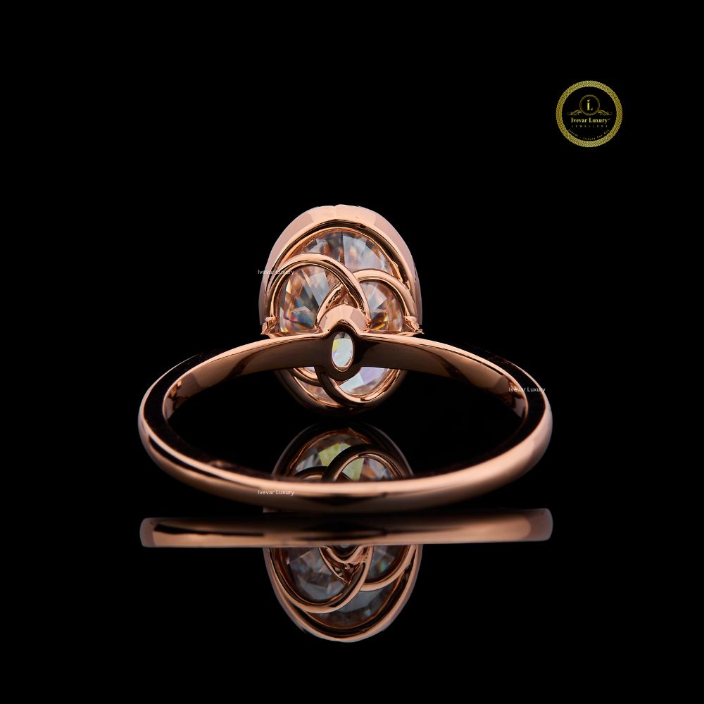 Oval Cut Lab Diamond Bezel Set Ring - View 4