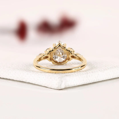 Pear Cut Cluster Setting Lab Diamond Engagement Ring - View 4