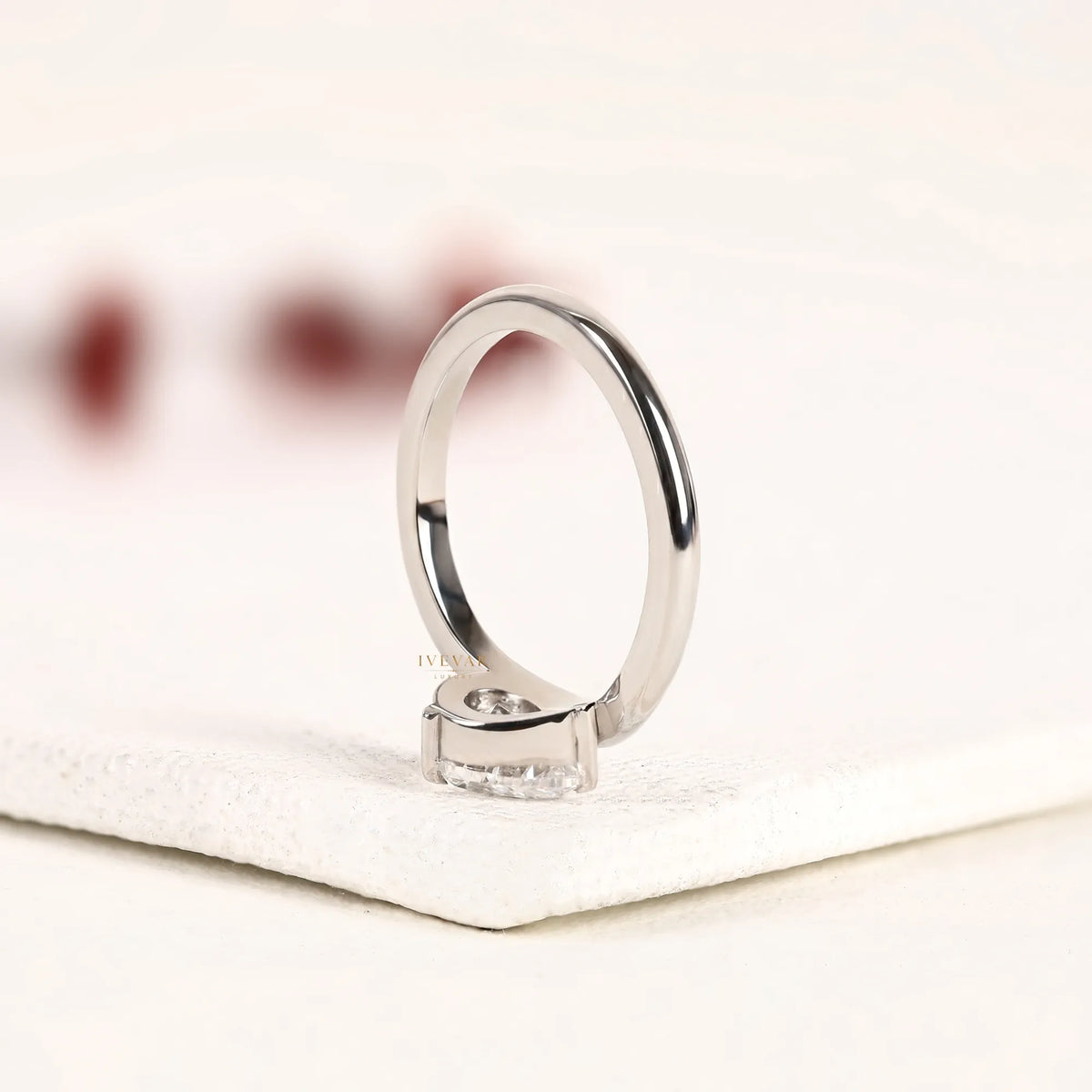 pear cut lab diamond solitaire engagement ring - view 4