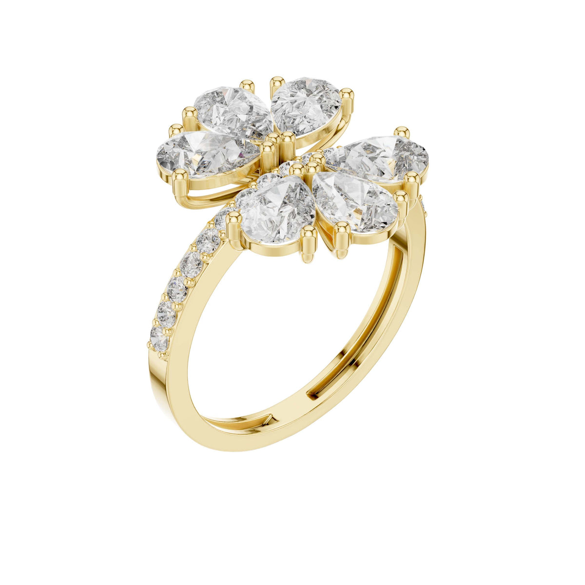 pear cut floral cluster lab diamond statement ring - view 4