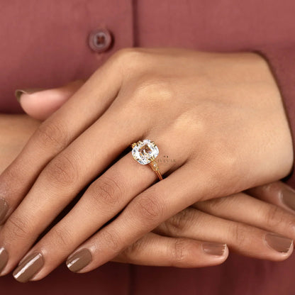 Rose Cushion Moissanite Diamond Solitaire Engagement Ring - View 5