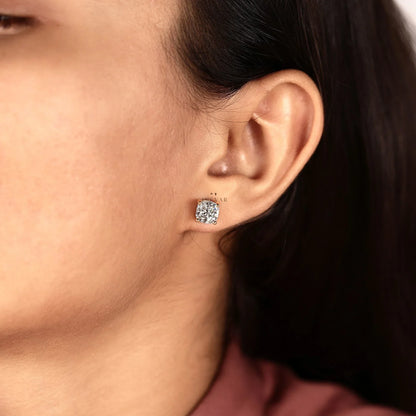 Cushion Cut Lab Diamond Solitaire Stud Earring - View 6
