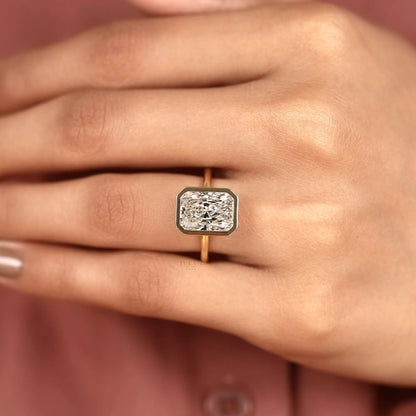 Modern Radiant Cut Lab Diamond Bezel Solitaire Ring - View 5