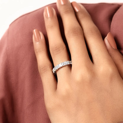 Princess Cut Lab Diamond Half Eternity Band - View 5
