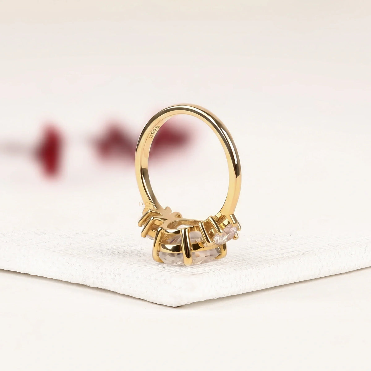 oval cut cluster setting lab diamond engagement ring - view 4