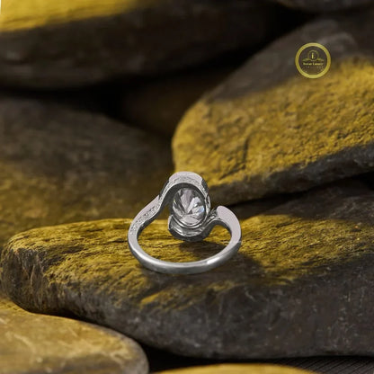 Oval Bezel Half Set Lab Diamond Solitaire Promise Ring - View 5