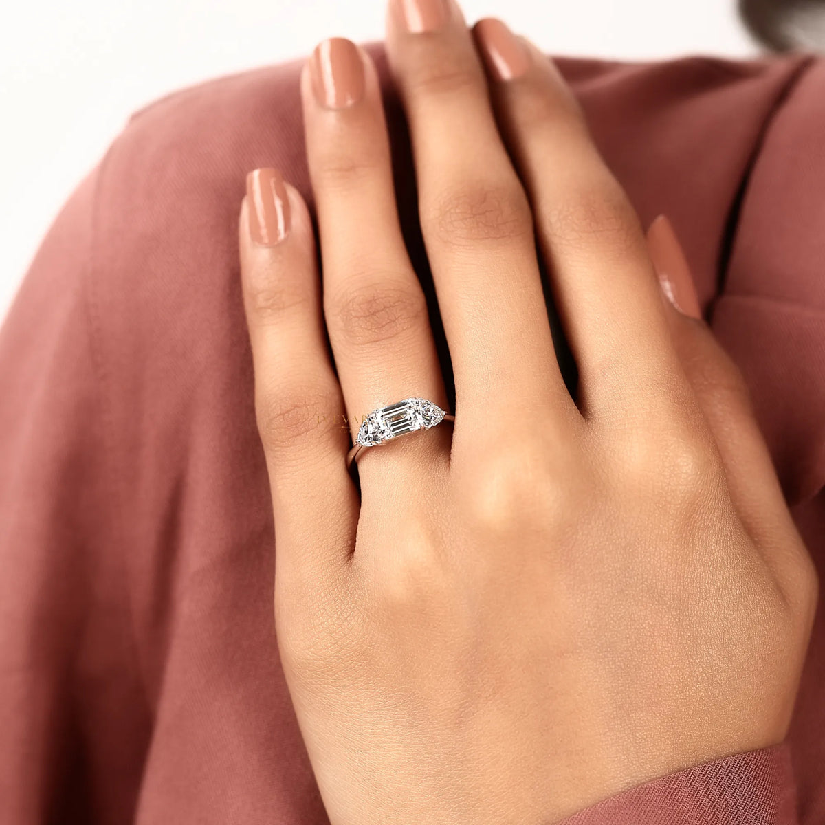 Emerald Cut Three Stone Lab Diamond Ring - View 5