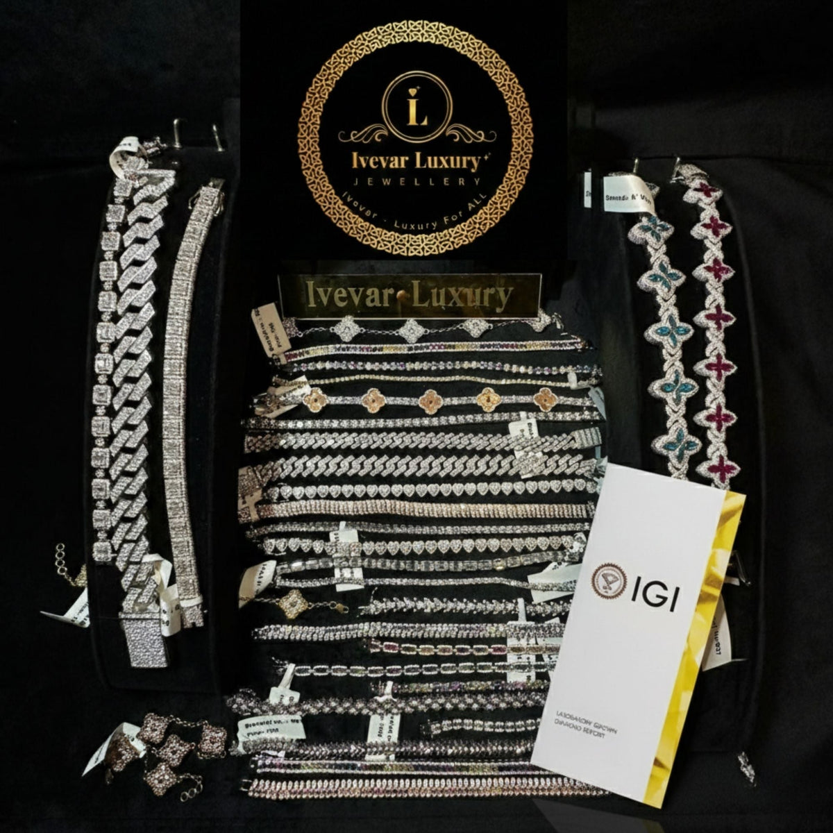 round cut lab diamond open link statement bracelet - view 12