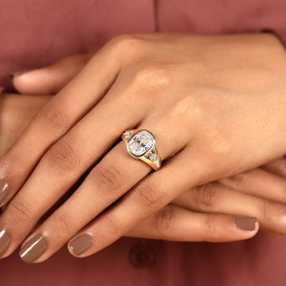 Cushion Cut Bezel Moissanite Diamond Split Shank Ring - View 5