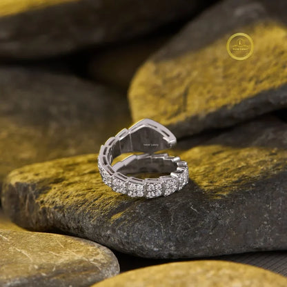 Pave Lab Diamond Wrap Ring with Geometric Bypass - View 5