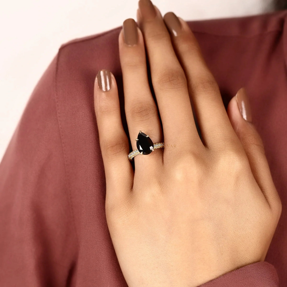 Black Pear Cut Lab Diamond Ring Crafted For Timeless Luxury Ring - View 5